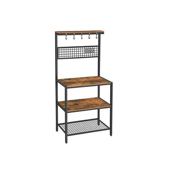 VASAGLE 3 Tier Kitchen Storage Shelves with 10 S-Hooks Kitchen Baker's Racks Microwave Stand Microwave Shelf