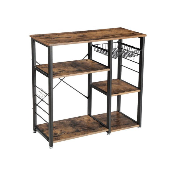 VASAGLE Kitchen Storage Shelves Baker's Racks with Wire Basket and 6 S-Hooks